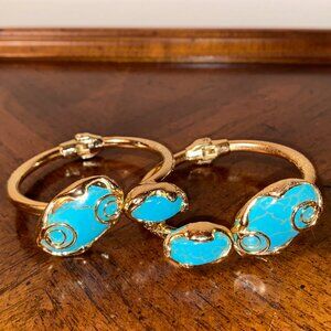 NWOT Gold and Turquoise Hinged braclets from Greece